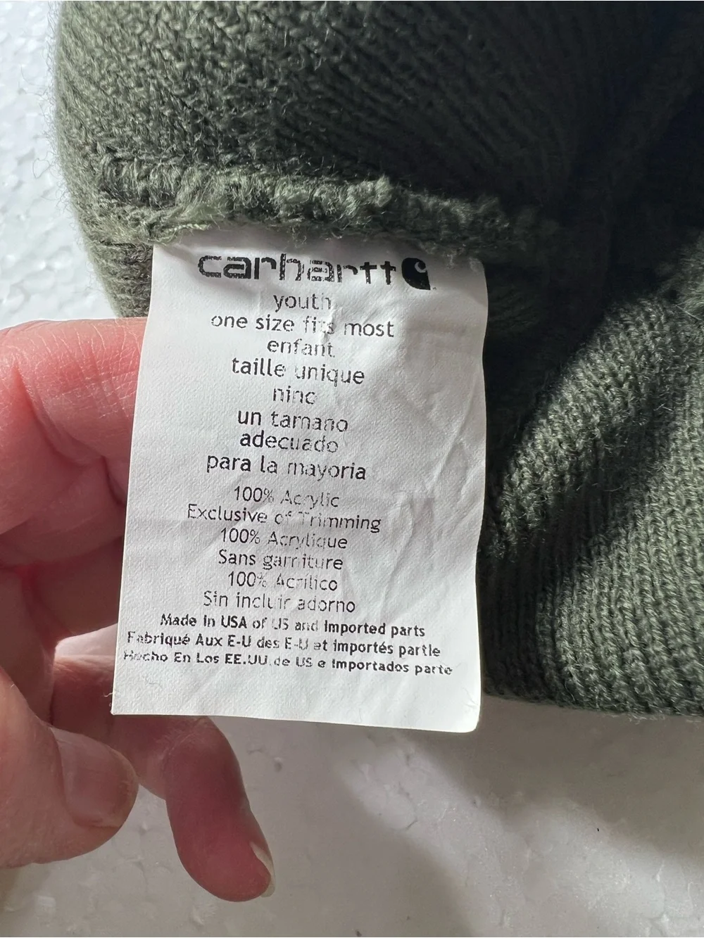 Carhartt Youth Knit Cuffed Beanie | Olive Green | One Size Fits Most